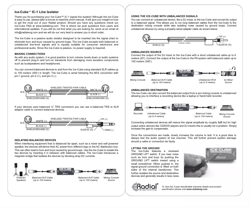 Image de la première page du manuel de l'appareil IceCube IC-1