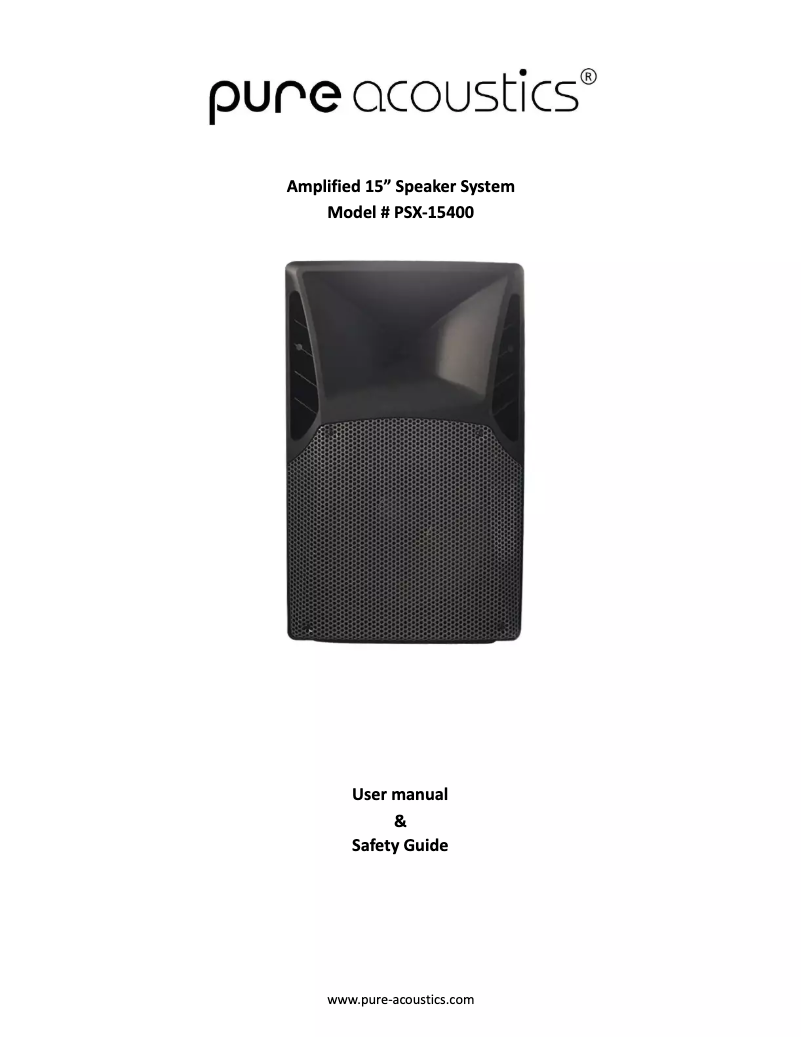 Page n°1 - Manuel utilisateur Pure Acoustics PSX-15400