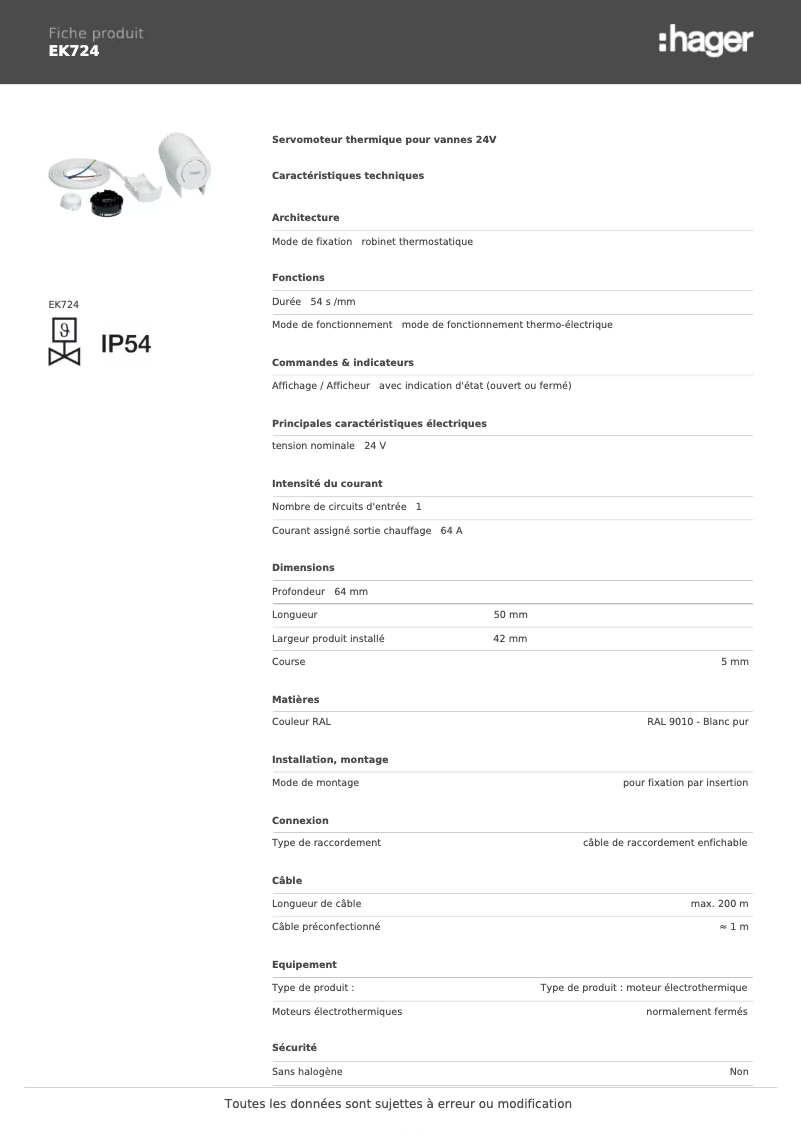 Image de la première page du manuel de l'appareil EK724