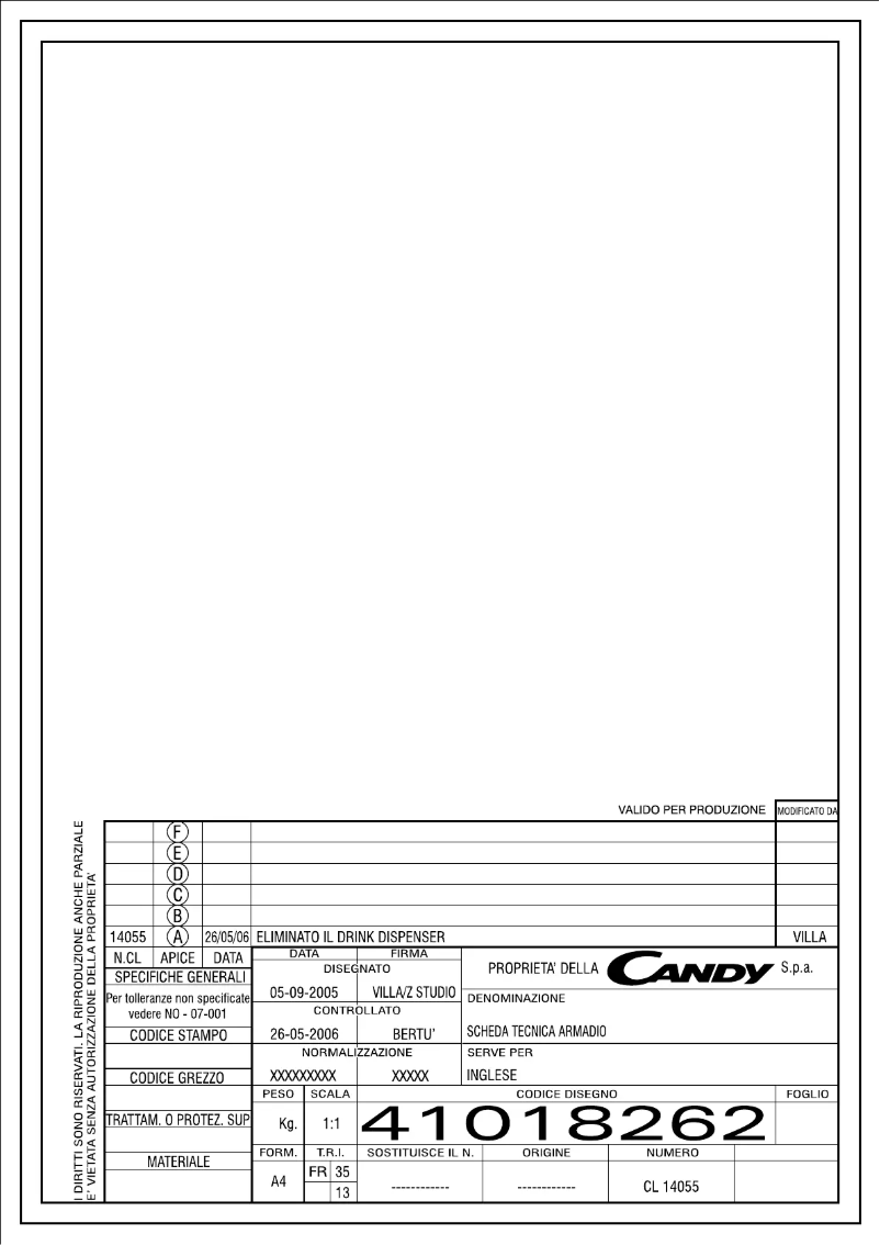 Page n°1 - Manuel utilisateur Candy FRCFL 355A-80