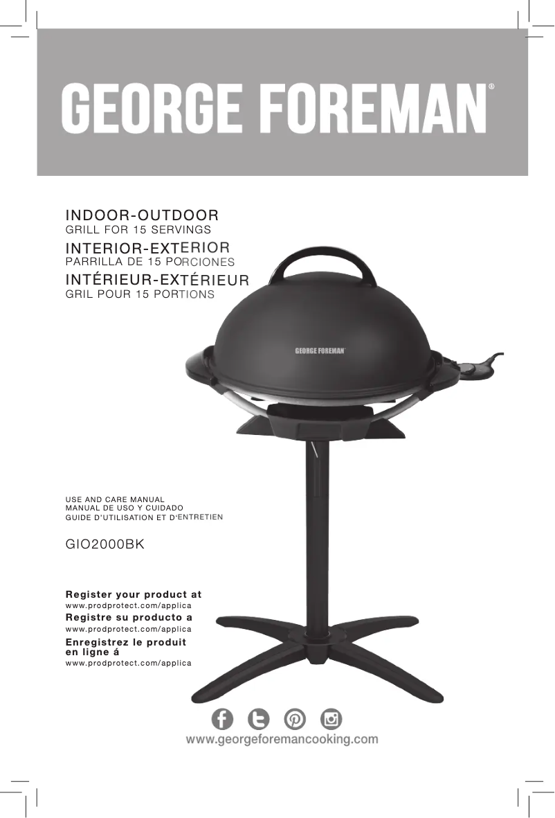 Página 1 del manual Manual de usuario George Foreman GIO2000BK
