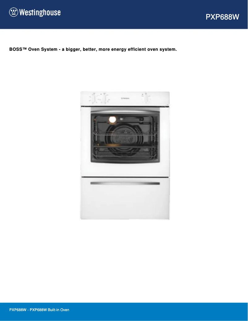 Page 1 de la notice Fiche technique Westinghouse PXP688W