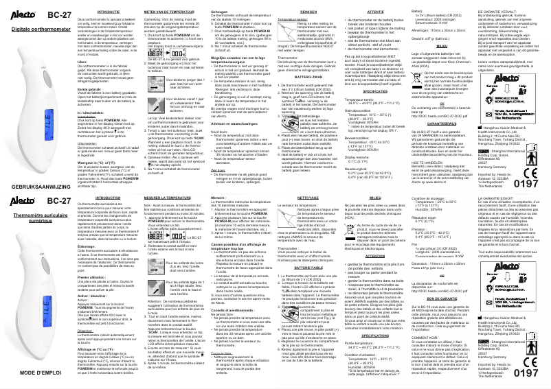 Page 1 de la notice Manuel utilisateur Alecto BC-27