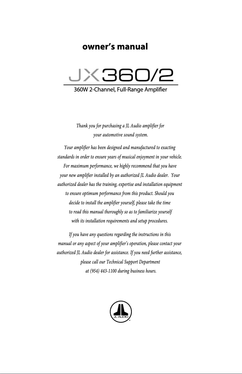 Image de la première page du manuel de l'appareil JX360/2