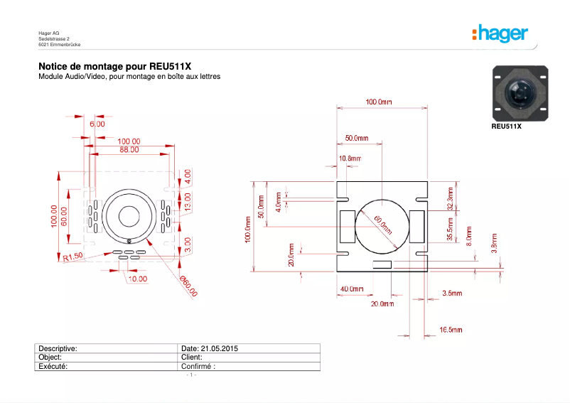 Image de la première page du manuel de l'appareil REU511X