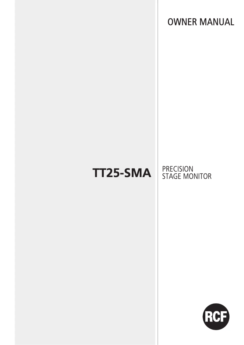 Page 1 de la notice Manuel utilisateur RCF TT 25-SMA