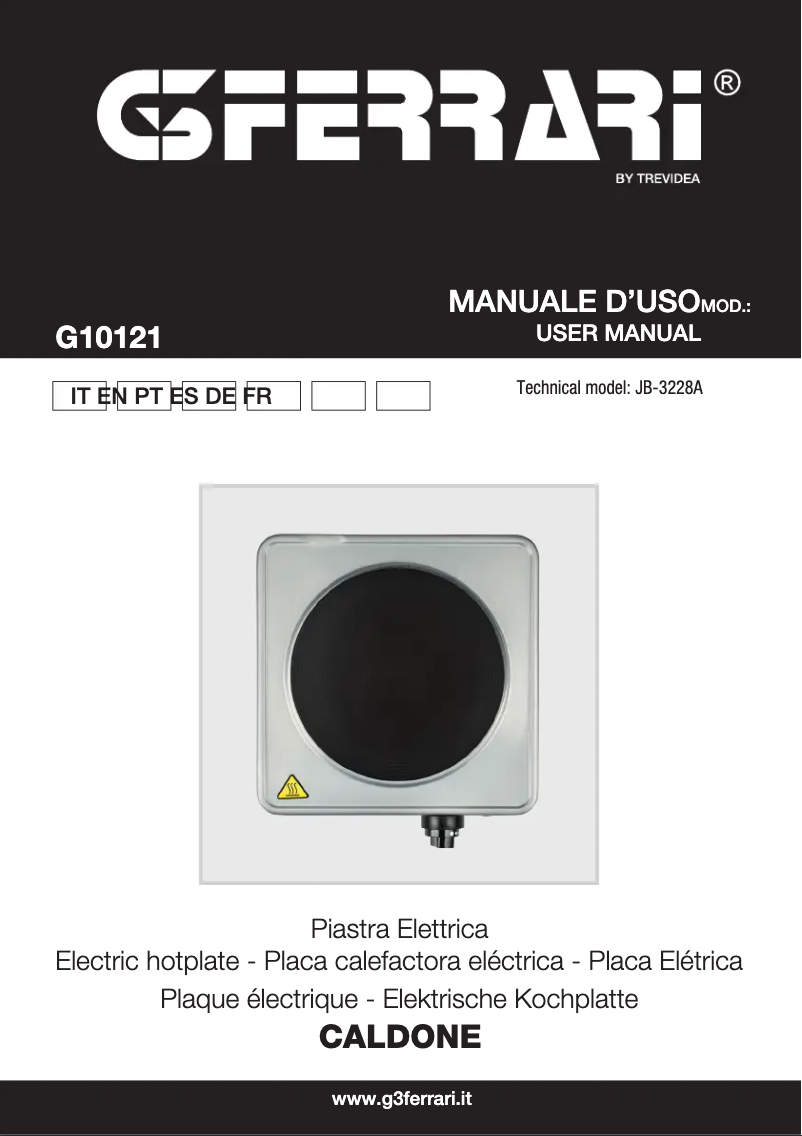 Page 1 de la notice Manuel utilisateur G3 Ferrari Caldone G10121