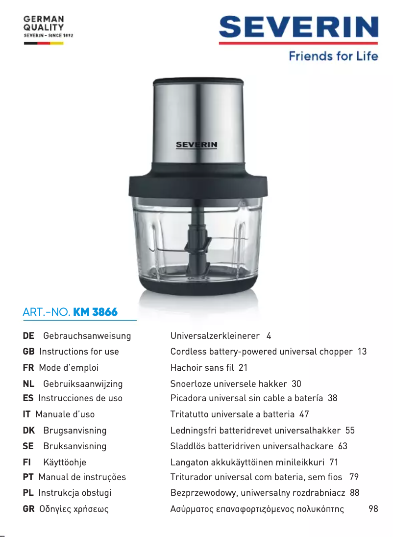 Image de la première page du manuel de l'appareil KM 3866