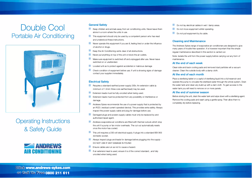 Image de la première page du manuel de l'appareil Double Cool