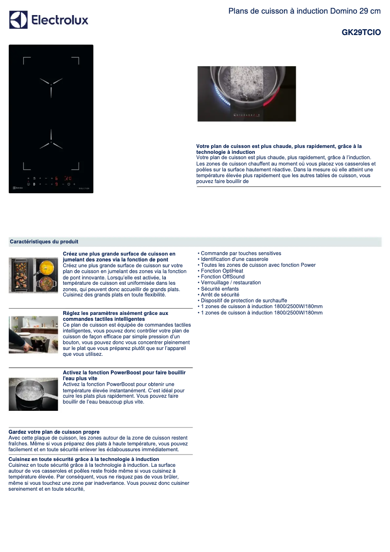 Page n°1 - Fiche technique Electrolux GK29TCIO