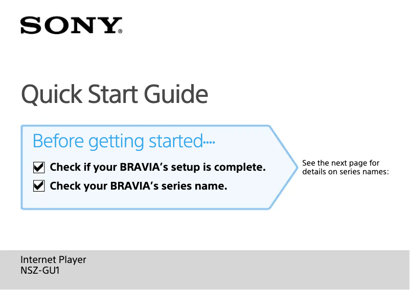 Image de la première page du manuel de l'appareil NSZ-GU1