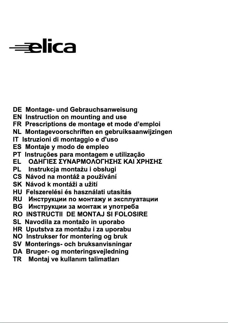 Page n°1 - Manuel utilisateur Elica KUADRA IX/A/60