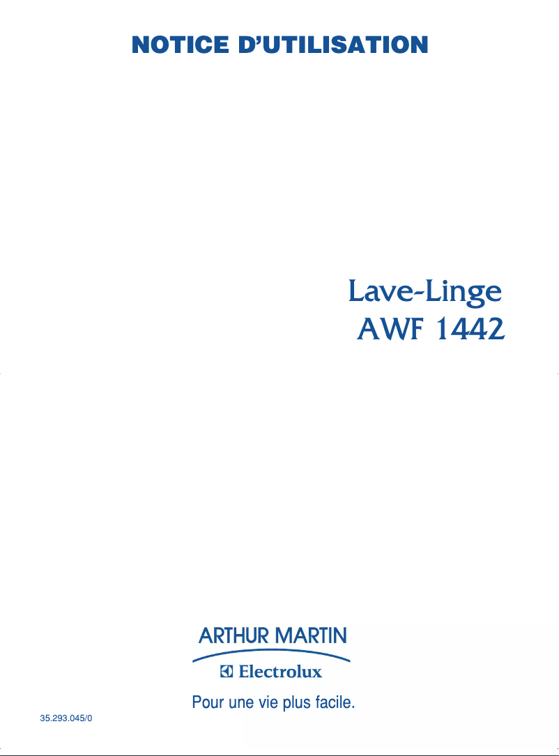 Page n°1 - Manuel utilisateur Arthur Martin-Electrolux AWF 1442