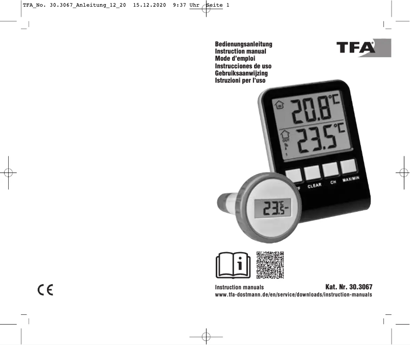 Page 1 de la notice Manuel utilisateur TFA Palma 30.3067.10