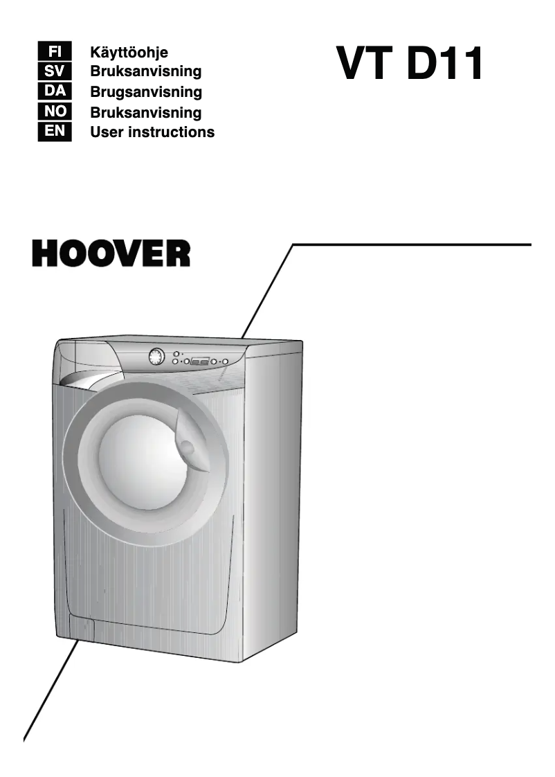 Page 1 de la notice Manuel utilisateur Hoover VT 612D11-S