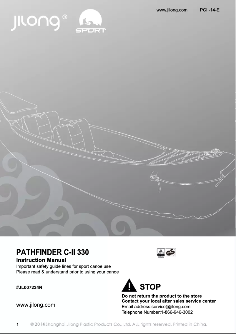 Page 1 de la notice Manuel utilisateur JILONG Pathfinder C-II 330