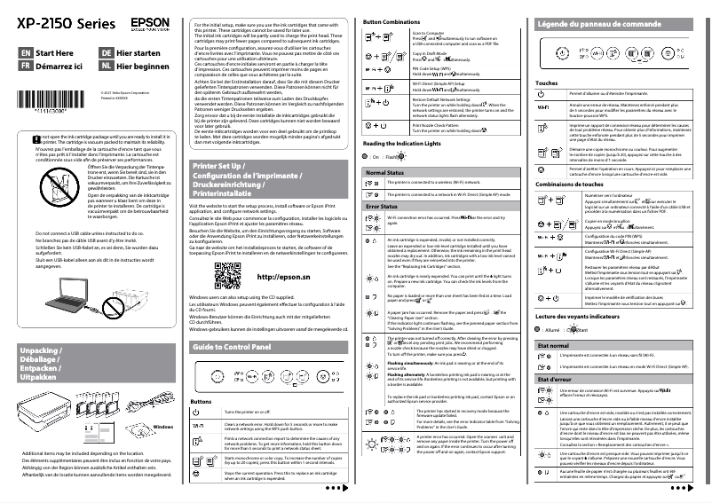 Page n°1 - Guide d'installation Epson Expression Home XP-2155