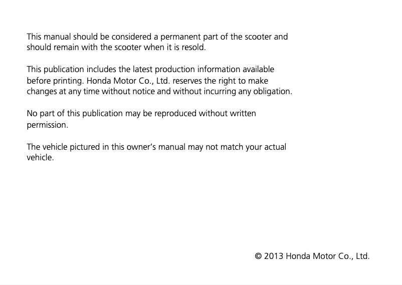 Page 1 de la notice Manuel utilisateur Honda NSS300 Forza (2013)