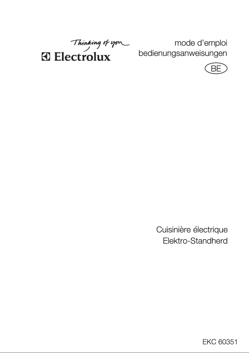 Page n°1 - Manuel utilisateur Electrolux EKC 60351