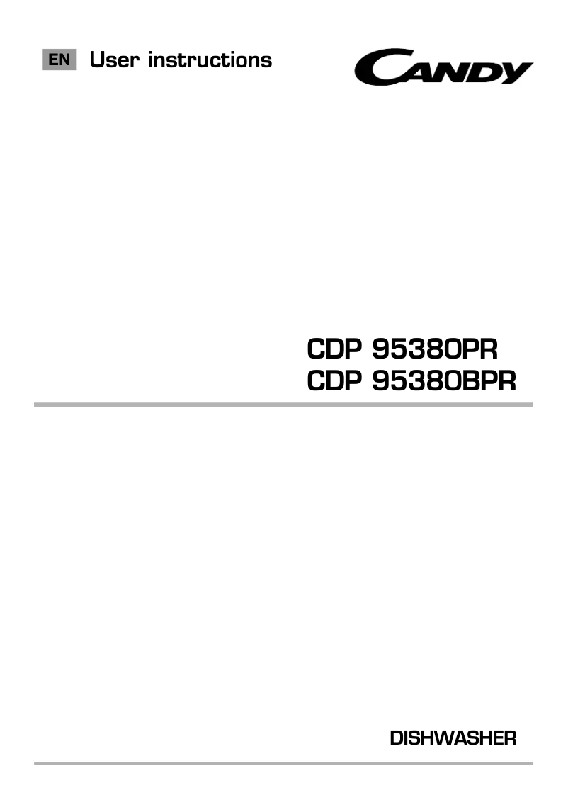 Page n°1 - Manuel utilisateur Candy CDP 95380BPR-80