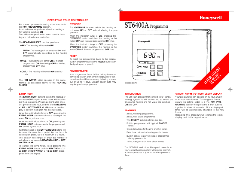 Page n°1 - Manuel utilisateur Honeywell ST6400A