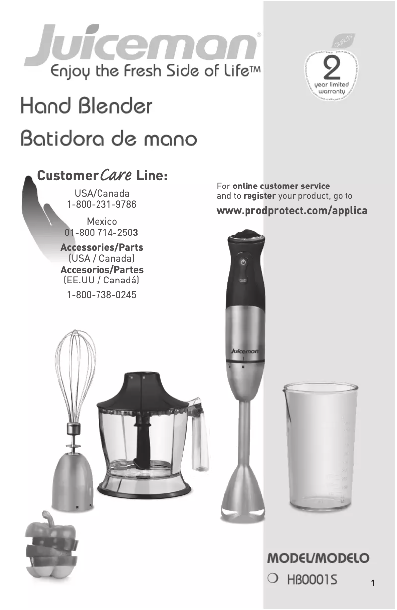 Page n°1 - Manuel utilisateur Juiceman HB0001S