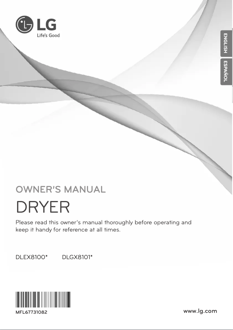 Page 1 de la notice Manuel utilisateur LG DLEX8100W