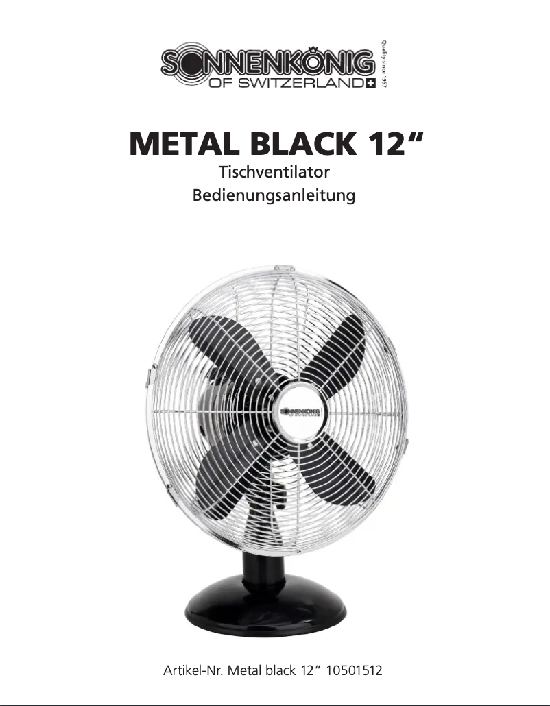 Page 1 of the manual User Manual Sonnenkönig Metal Black 12"