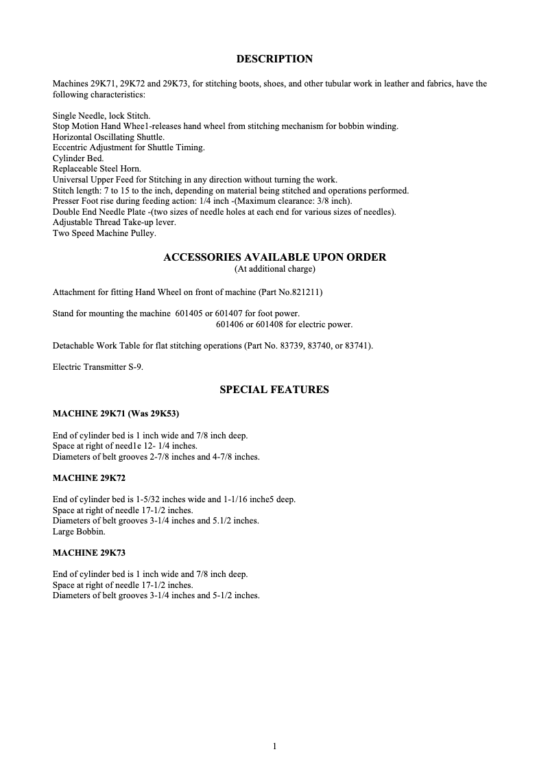 Page 1 de la notice Manuel utilisateur Singer 29K71