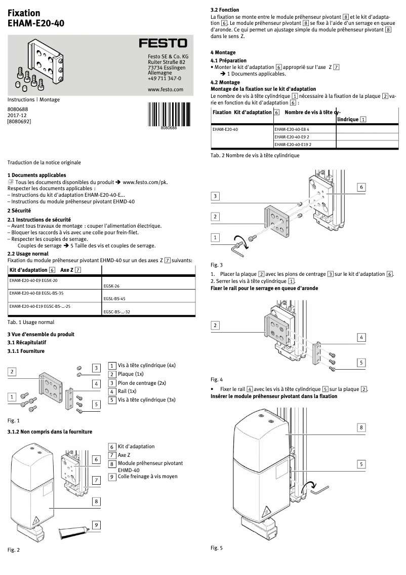 Page n°1 - Manuel utilisateur Festo EHAM-E20-40