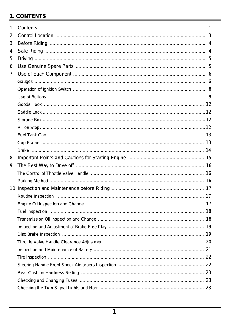 Image de la première page du manuel de l'appareil Joymax 125
