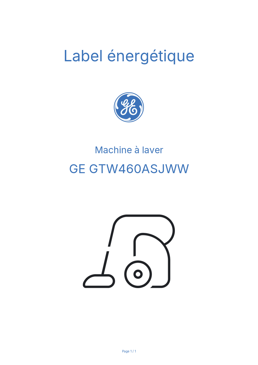 Image de la première page du manuel de l'appareil GTW460ASJWW