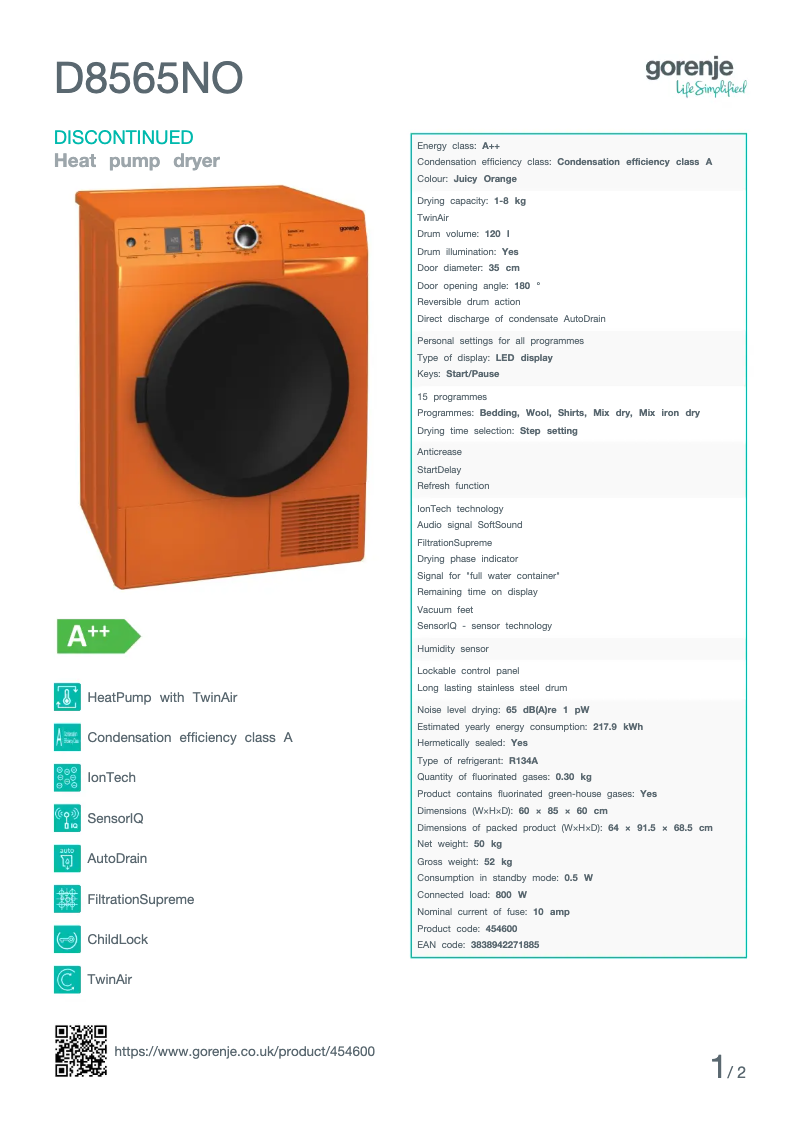 Image de la première page du manuel de l'appareil D8565NO