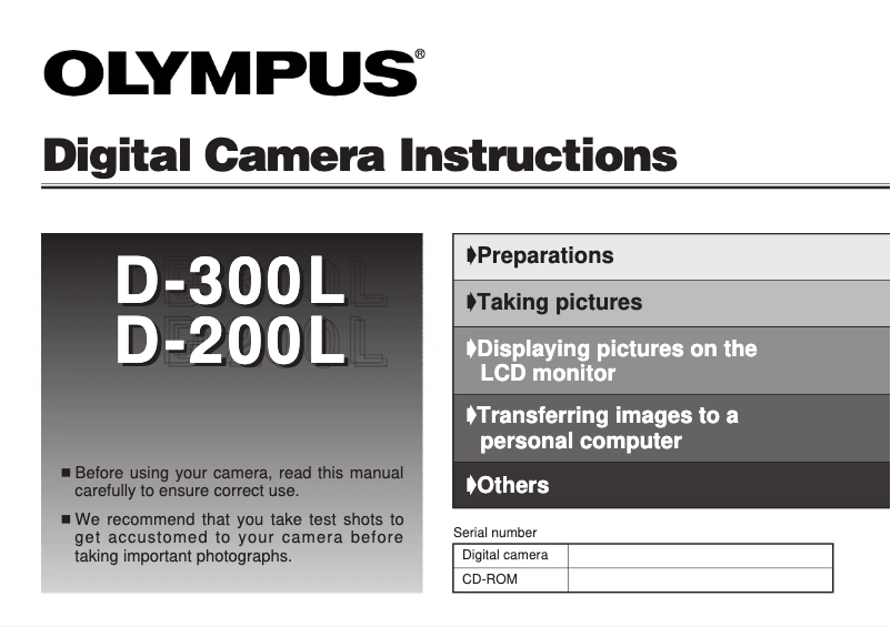 Page 1 de la notice Manuel utilisateur Olympus D-200L