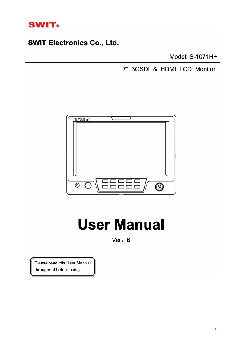 Page 1 de la notice Manuel utilisateur SWIT S-1071H+