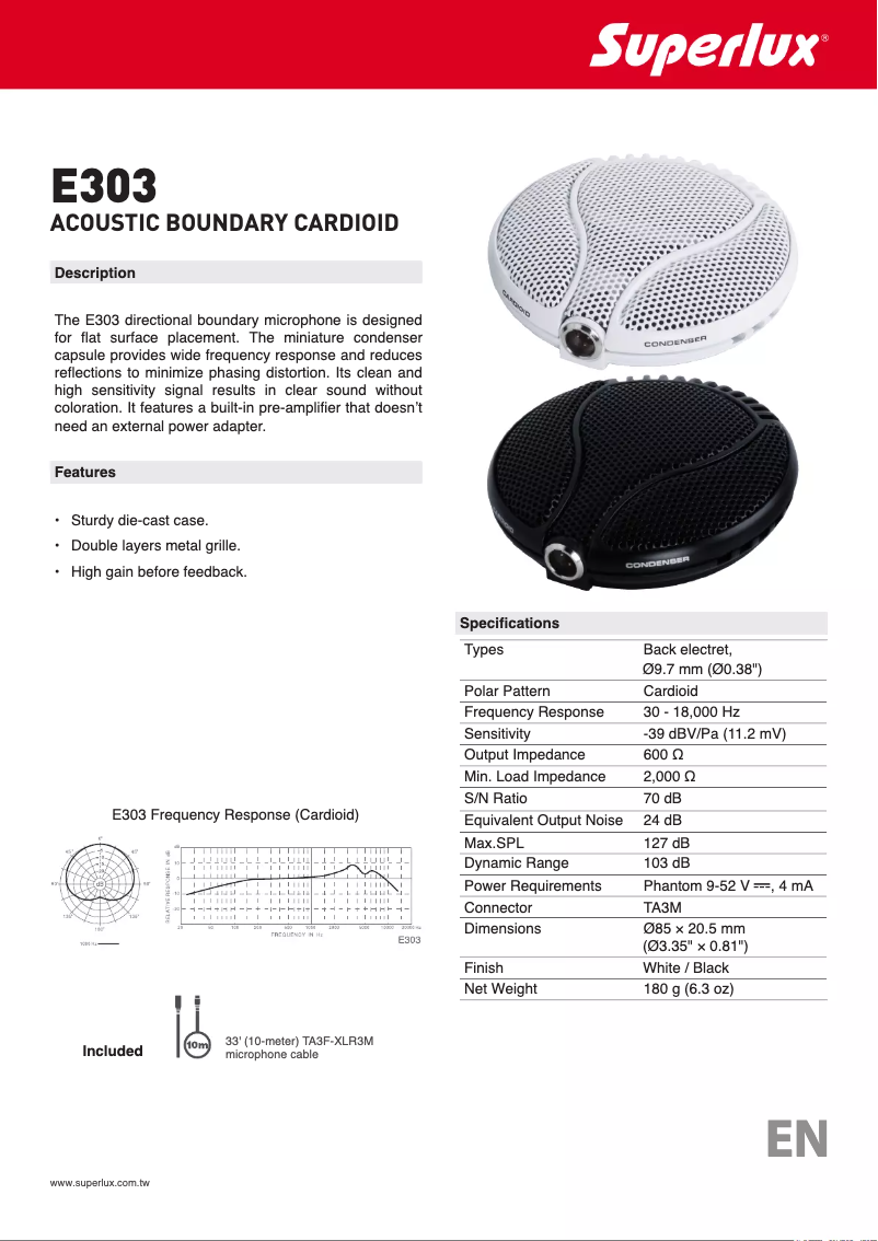 Page 1 de la notice Manuel utilisateur Superlux E303