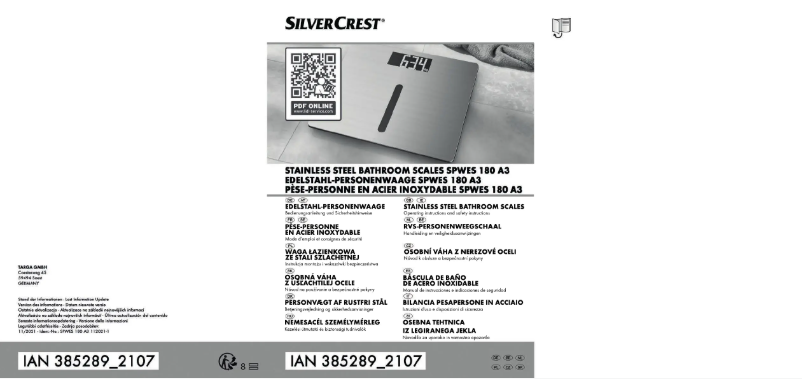 Page n°1 - Manuel utilisateur SilverCrest SPWES 180 A3