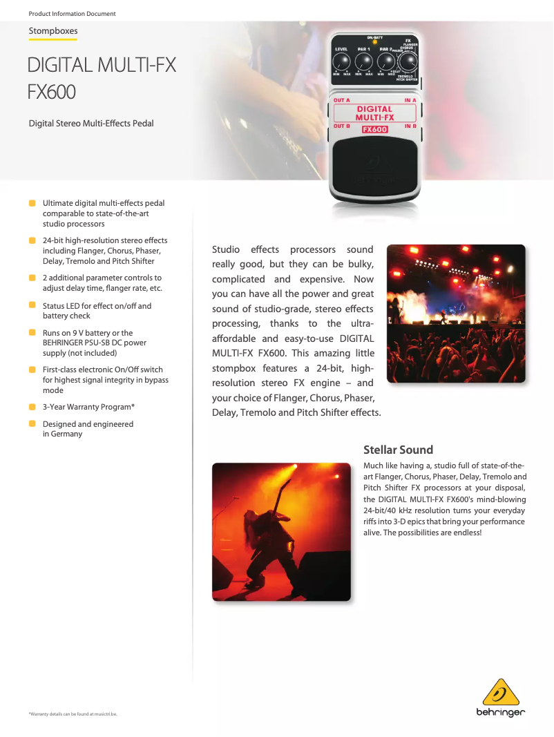 Imagen de la primera página del manual del dispositivo Digital Multi-FX FX600