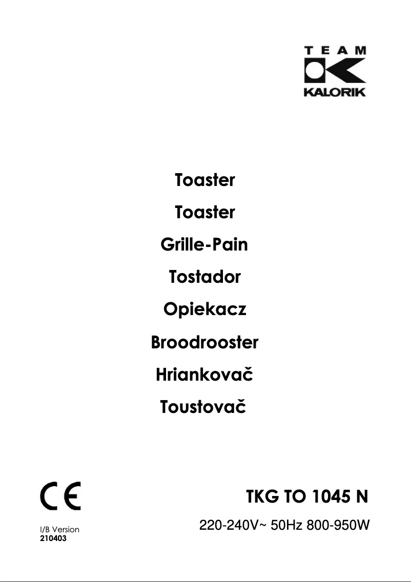 Image de la première page du manuel de l'appareil TKG TO 1045 N