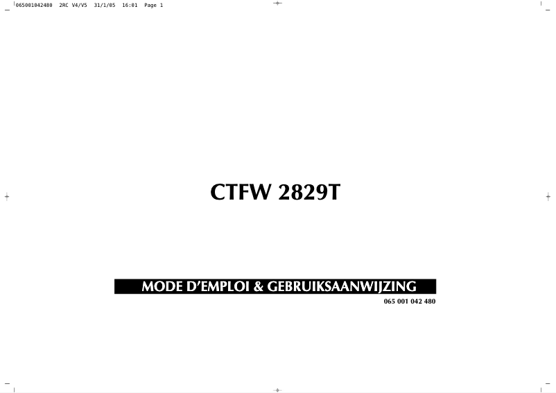 Page n°1 - Manuel utilisateur Finlux CTFW2829T