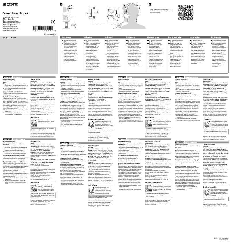 Page n°1 - Manuel utilisateur Sony MDR-ZX610AP