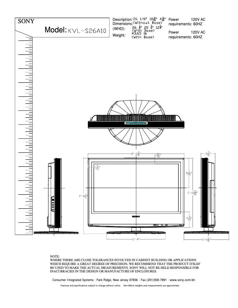 Image de la première page du manuel de l'appareil KLV-S26A10