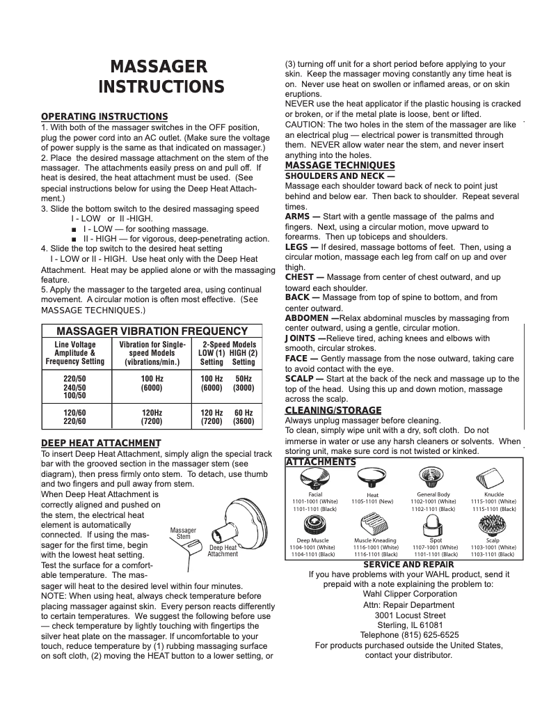 Page 1 de la notice Manuel utilisateur Wahl All-Body Massager