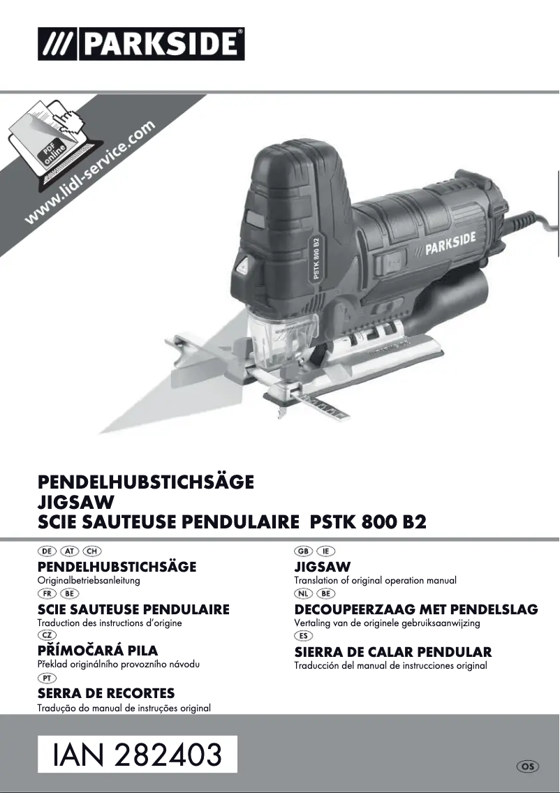 Page 1 de la notice Manuel utilisateur Parkside PSTK 800 B2