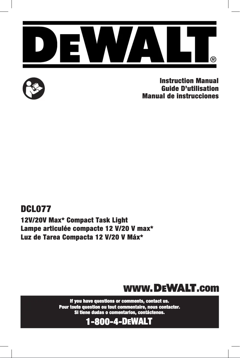 Page 1 de la notice Manuel utilisateur DeWalt DCL077