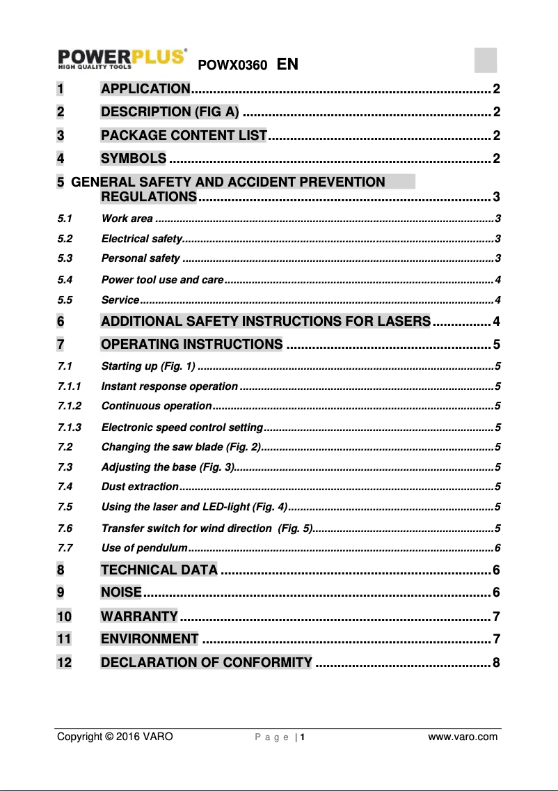 Image de la première page du manuel de l'appareil POWX0360