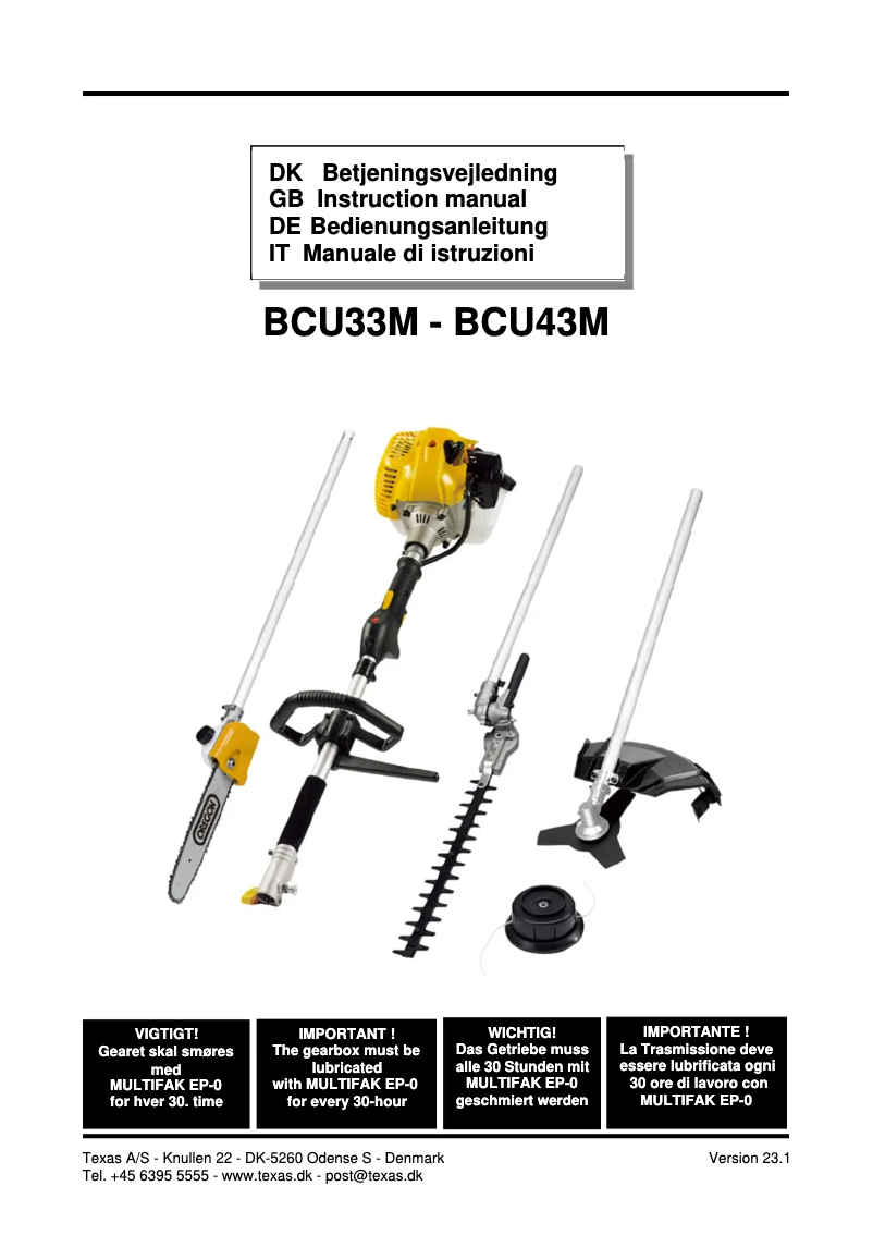 Página 1 del manual Manual de usuario Texas BCU33M