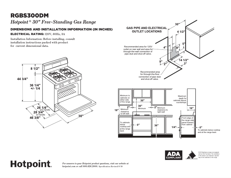 Page 1 de la notice Fiche technique Hotpoint RGBS300DMWW