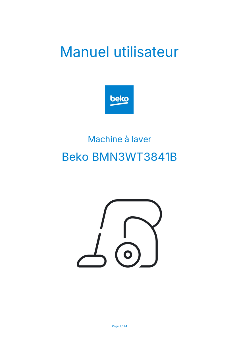 Image de la première page du manuel de l'appareil BMN3WT3841B