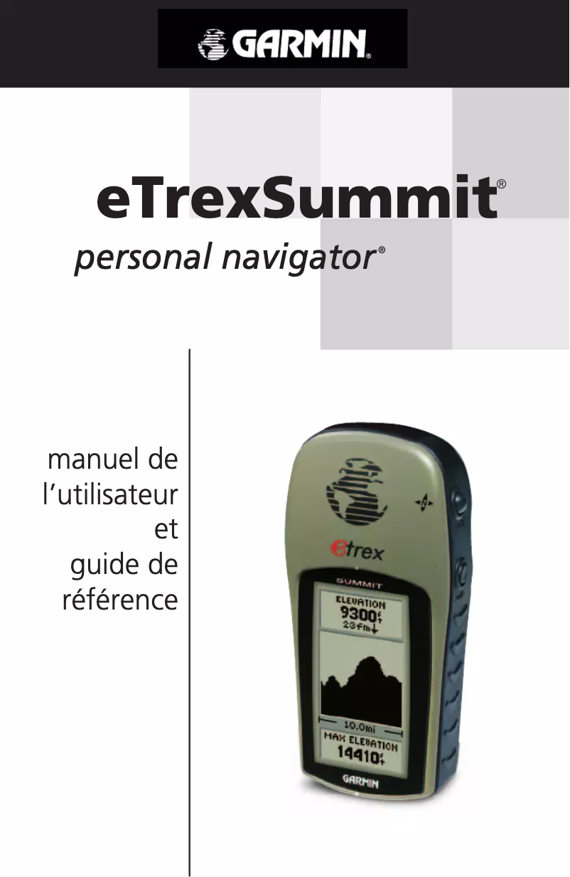 Page 1 de la notice Manuel utilisateur Garmin eTrex Summit